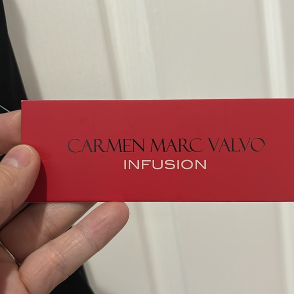 Carmen Marc Valo infusion14 black evening gown white side ruffle full length nwt - Picture 2 of 12